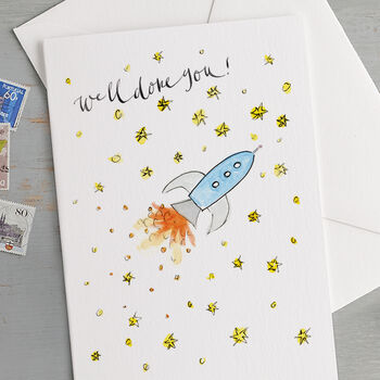 'Well Done You!' Rocket Congratulations Card, 3 of 3