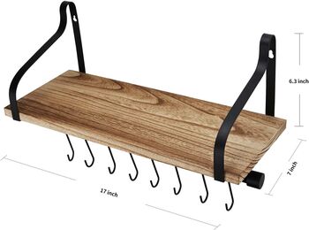 Wall Mounted Kitchen Shelf With Eight Hooks, 7 of 7