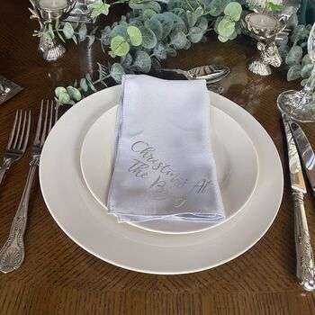Personalised Reusable Silver And White Napkin Set, 4 of 10