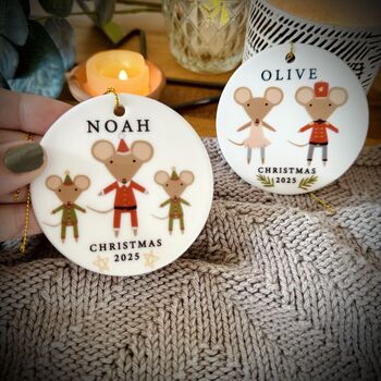 Personalised Nutcracker Mice Christmas Tree Decoration, 3 of 5