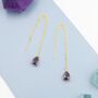 Sterling Silver Amethyst Purple Droplet Threader Earrings, thumbnail 3 of 12