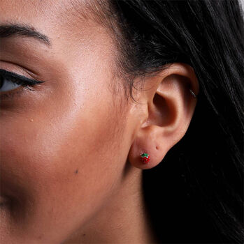 'Love You Berry Much' Sterling Silver Strawberry Earrings, 5 of 6