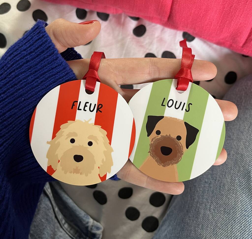 Candy Cane Christmas Dog Bauble By Heather Alstead Design