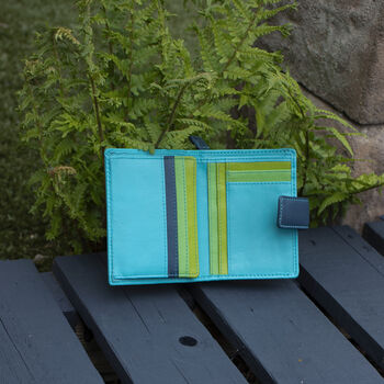 Personalised Mutlicolour Turquoise Small Leather Purse, 4 of 11
