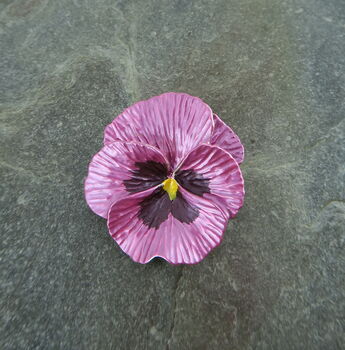 Pansy Pink Flower Brooch, 4 of 6