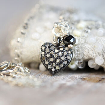 Black Diamond Tiny Heart Necklace, 2 of 8