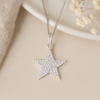 Personalised Sterling Silver Pavé Star Pendant Necklace, 4 of 12