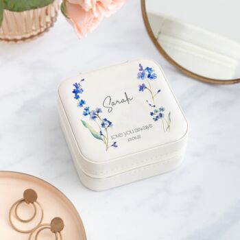 Personalised Forget Me Not Flowers Travel Jewellery Box, 3 of 5