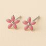 Mini Sterling Silver Pink Flower Stud Earrings, thumbnail 1 of 4