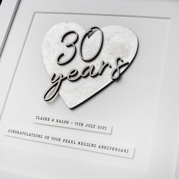 Personalised Pearl Wedding Anniversary Framed Print – 30 Years, 2 of 4
