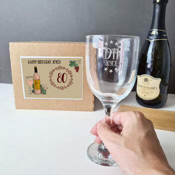 Personalised 80th Birthday Gift Engraved Wine Glass, 4 of 9