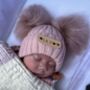 Rose Gold Double Pom Pom Knitted Hat, thumbnail 1 of 4