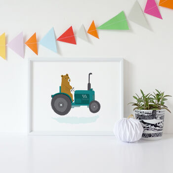 Tractor And Bear Print, Kids Room Art, 3 of 4