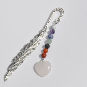 Chakra Crystal Bead Silver Feather Bookmark Gift, 4 of 5