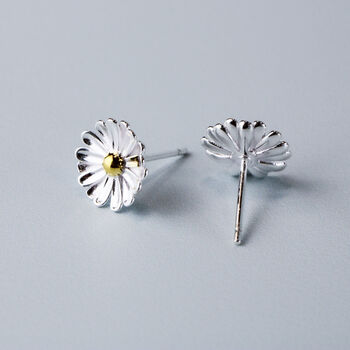 Sterling Silver Simple Daisy Stud Earrings, 3 of 5