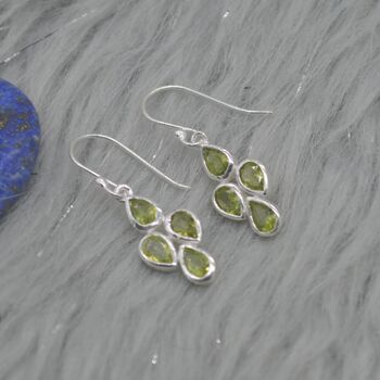 Peridot Sterling Silver Drop Earrings: August Birthstone, 5 of 9