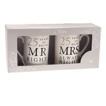 Silver Anniversary 25 Years Mr And Mrs Always Right Mugs, 3 of 5