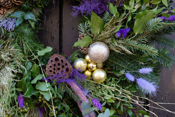 Gold And Purple Christmas Wreath Making Kit, 4 of 4