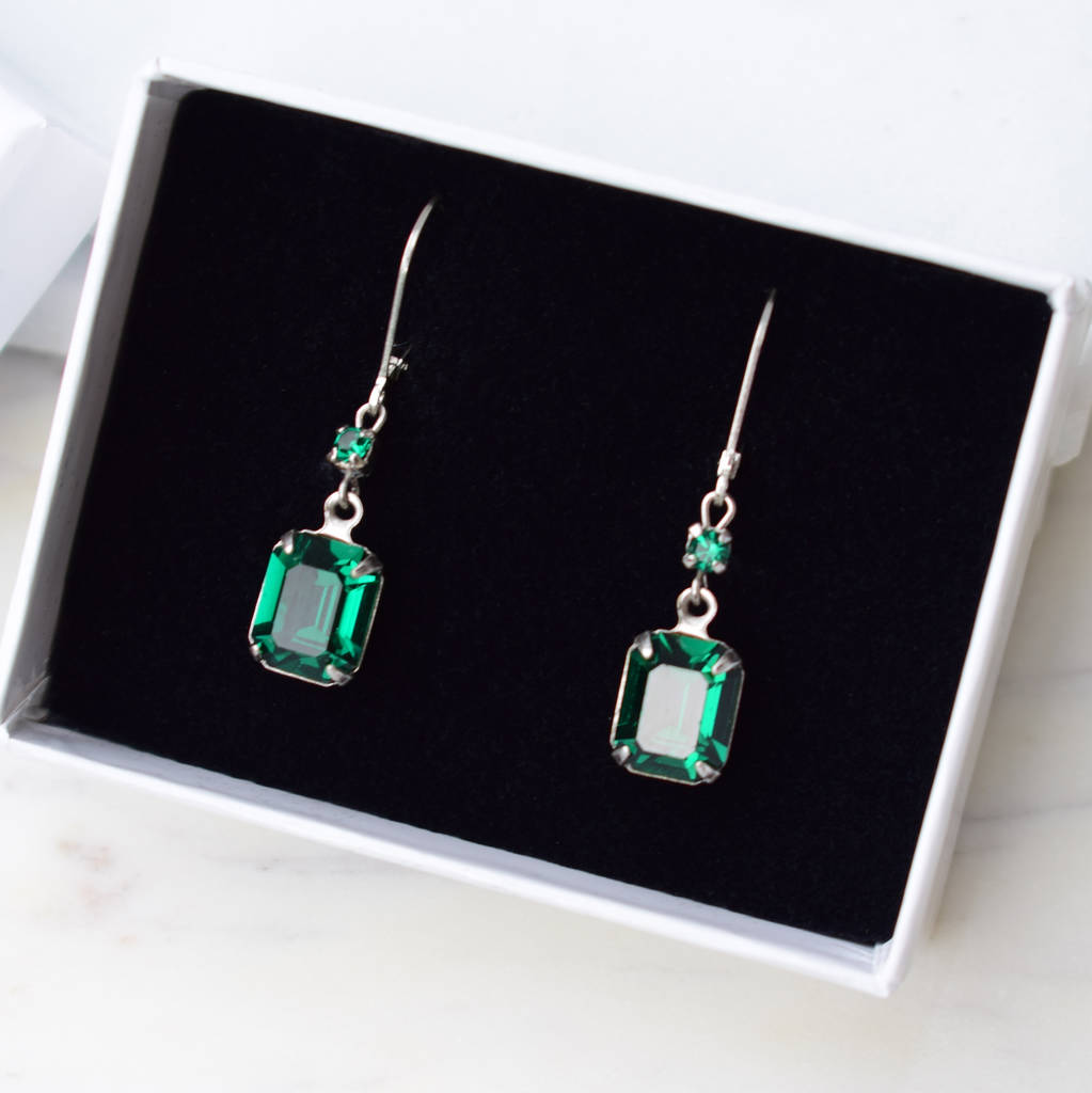 Vintage Emerald Green And Gold Earrings | May Birthstone – Katherine Swaine