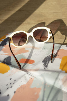 Cream Circle Arm Detail Oversize Sunglasses, 7 of 7