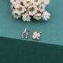 Mismatched Wishbone And Shamrock Leaf Stud Earrings In Sterling Silver, thumbnail 3 of 12