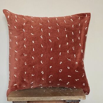 Velvet Tassel Cushion Cover Terracotta, 4 of 4