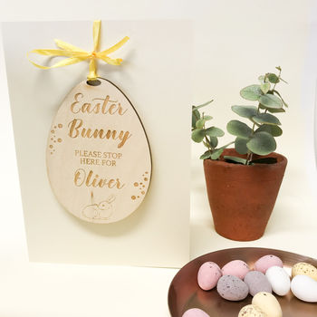Personalised Stop Here Easter Bunny Card, 2 of 11