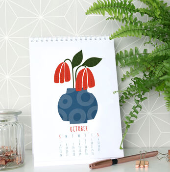 2025 Illustrated Floral Vase Desk Calendar, 5 of 5