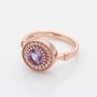 Byzantine Round Amethyst 18k Rose Gold Plated Ring, thumbnail 2 of 3