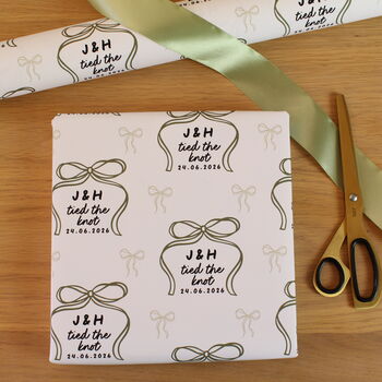 Personalised 'Tied The Knot' Wedding Wrapping Paper, 11 of 11