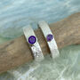 Amethyst February Birthstone Ring Textured Sterling Silver, thumbnail 9 of 11