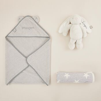 Personalised Grey New Baby Essentials Gift Set, 2 of 3