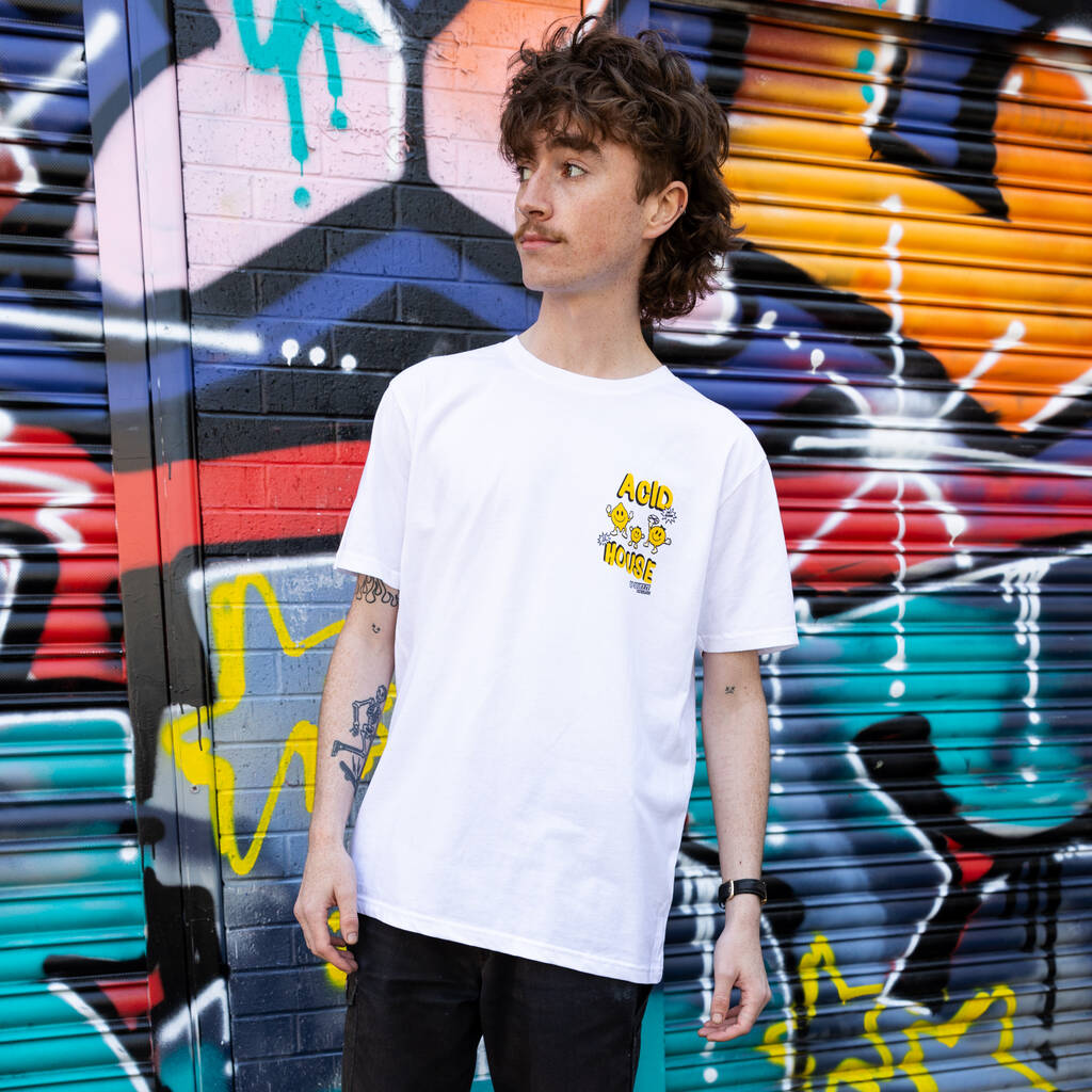 Acid House Unisex Old School Rave T Shirt In White By Batch1