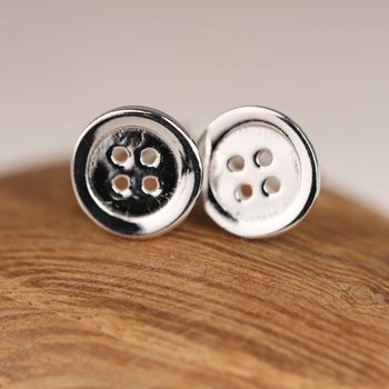 Polished Solid Silver Button Stud Earrings, 3 of 5