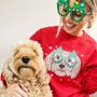 Personalised Dog In Festive Glasses Christmas Jumper, thumbnail 1 of 11