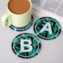 Tropical Leaf Monogram Glass Coaster, thumbnail 7 of 11