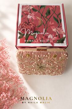 Rome Blush Rose Velvet Embroidered Clutch With Gift Box, 4 of 8