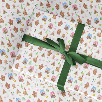 Christmas Gingerbread Men Wrapping Paper Roll Or Folded, 3 of 3