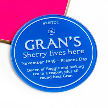 Personalised Blue Plaque Coaster For Gran, 2 of 4