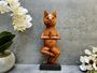 32cm Handcarved One Leg Yoga Cat Wooden Ornament Gift, thumbnail 1 of 12