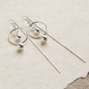 Sterling Silver Ring And Twin Ball Threader Earrings, 2 of 4