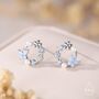 Sterling Silver Tiny Flower Wreath Stud Earrings, Opal Blue, thumbnail 1 of 11