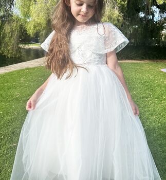 Grace In Off White Flower Girl Or Communion Dress, 4 of 12