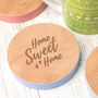 Home Sweet Home Coloured Edge Wooden Coaster, thumbnail 1 of 7