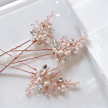 Pink Bridal Hair Pin Set, 2 of 4