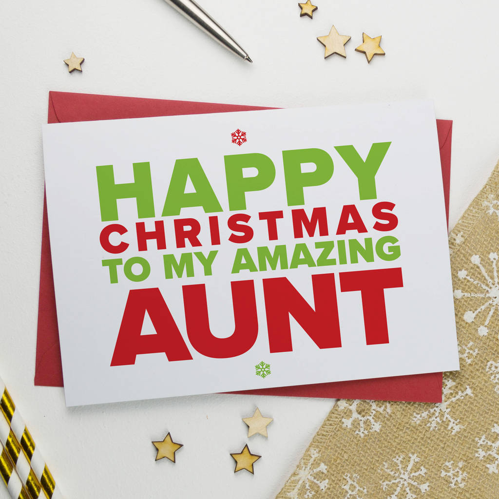 Christmas Card For Amazing Aunt Auntie Or Aunty By A Is For Alphabet 