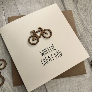 Wheelie Great Dad Wooden Bike Father's Day Card, 2 of 2