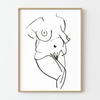 Linear Life Drawing Figure Monochrome Riso Print On Recycled Paper, 8 of 8