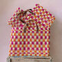 Chequered Reed Basket, Pink + Orange, thumbnail 1 of 6