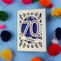 Personalised 70th Birthday Card Papercut Spotty Design, thumbnail 9 of 9
